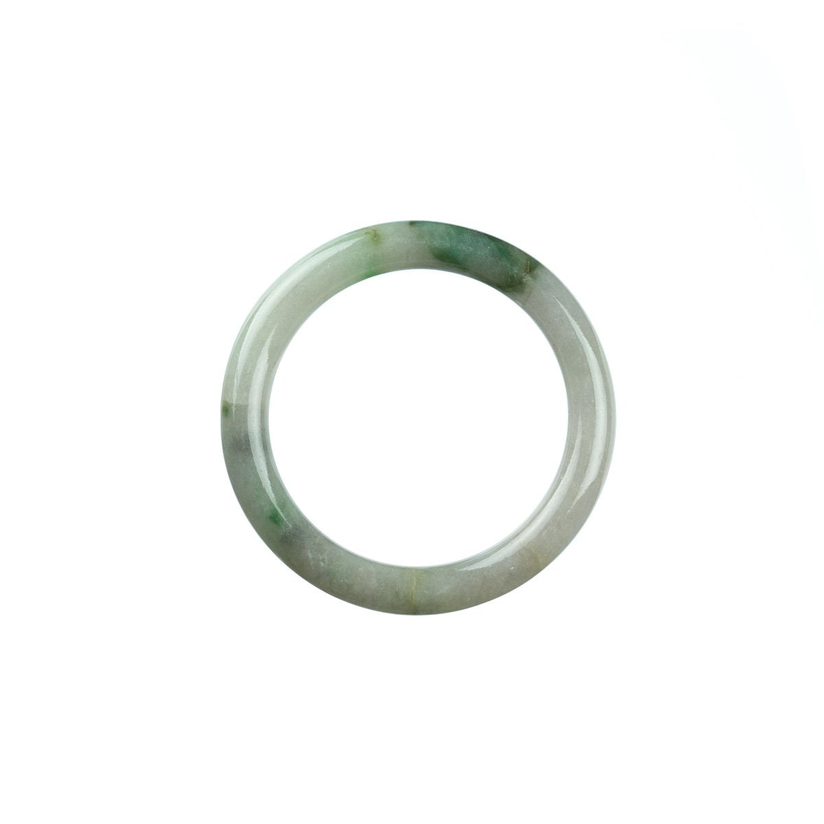 Genuine Natural Green White Traditional Jade Bangle Bracelet - Child Round