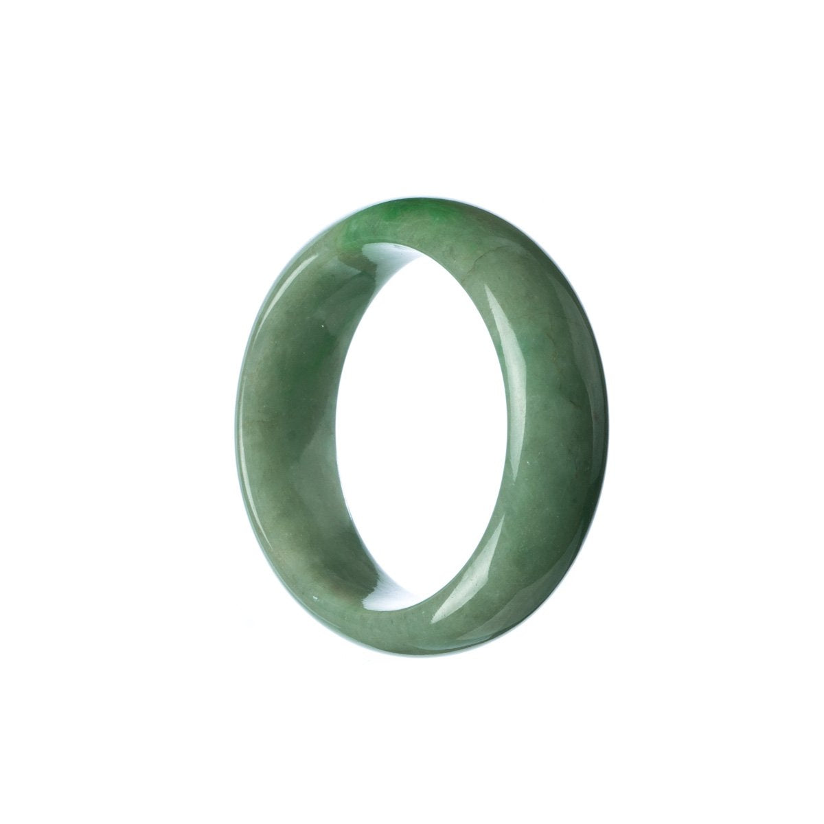 Genuine Grade A Green with a Patch of Imperial Green Burma Jade Bangle Bracelet - Child Half Moon