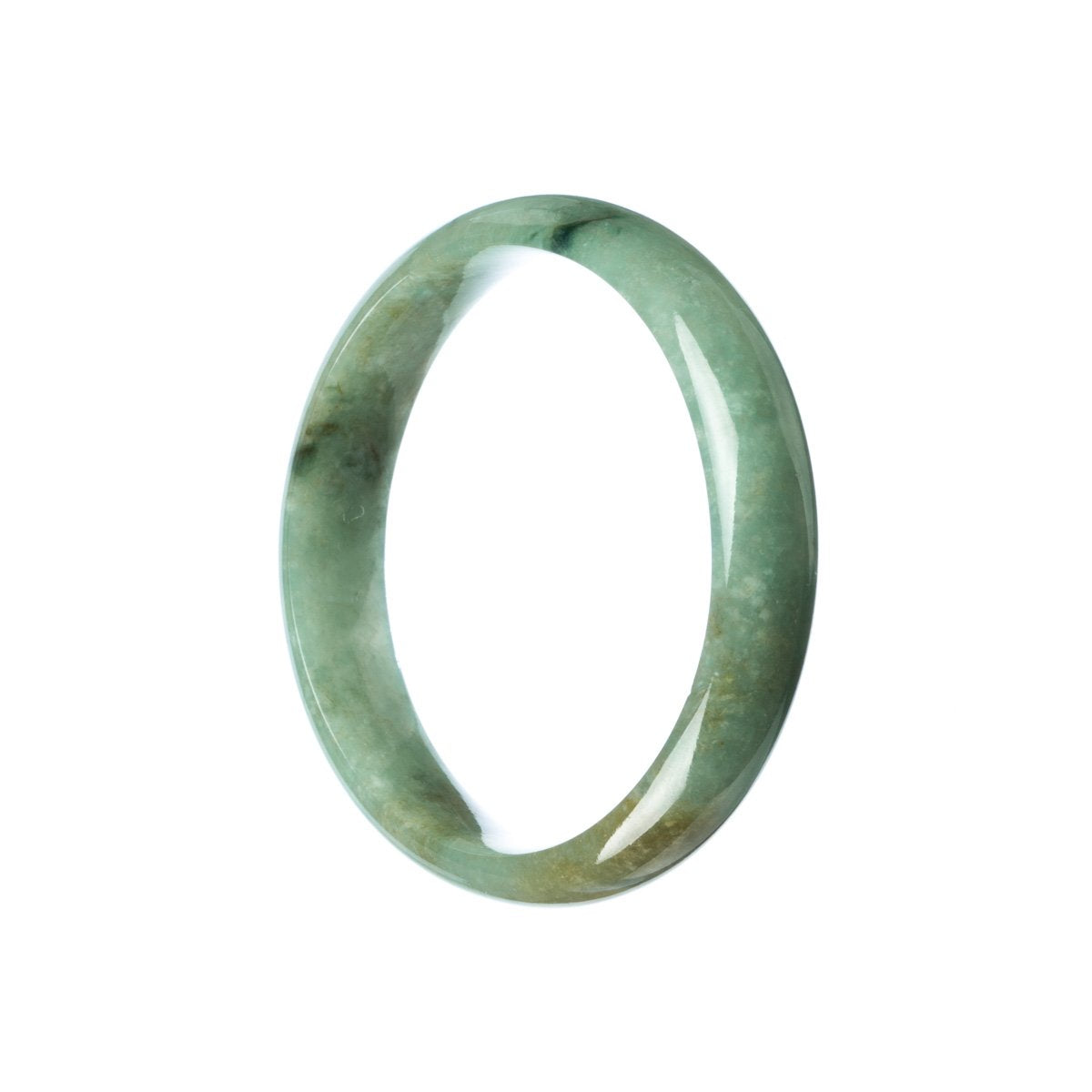 Genuine Grade A Green Jadeite Jade Bangle - 57mm Half Moon