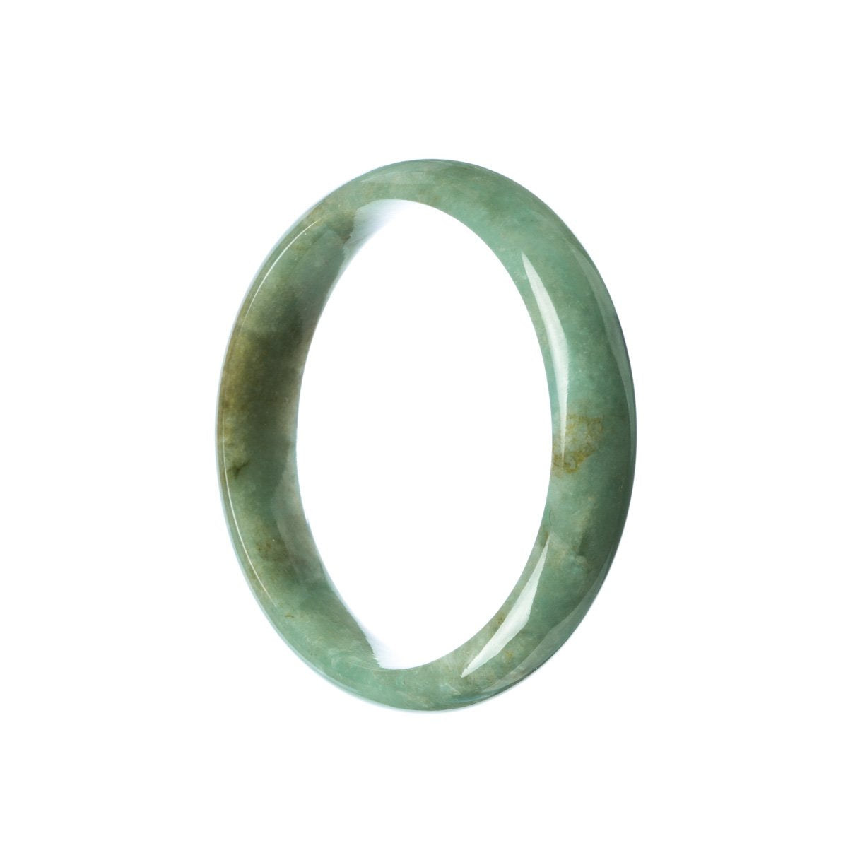 Genuine Grade A Green Jadeite Jade Bangle - 57mm Half Moon