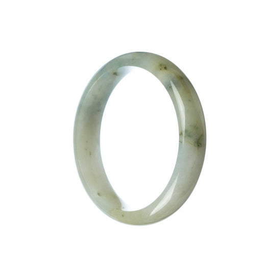 Authentic Grade A White Burma Jade Bangle Bracelet - 55mm Half Moon